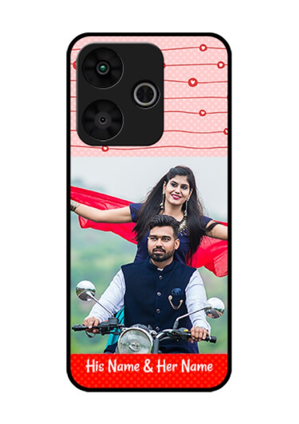 Poco M6 Plus 5G Custom Glass Phone Case - Red Pattern Case Design