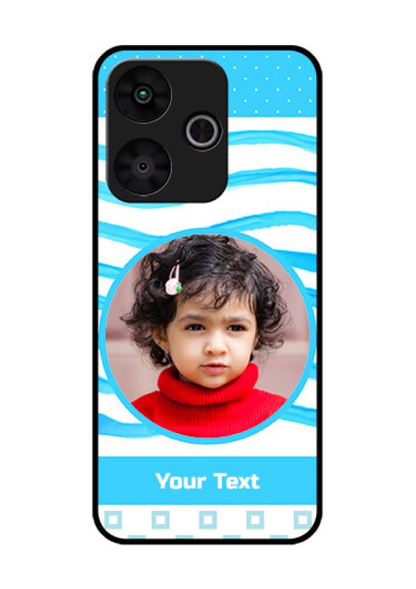 Poco M6 Plus 5G Custom Glass Phone Case - Simple Blue Case Design