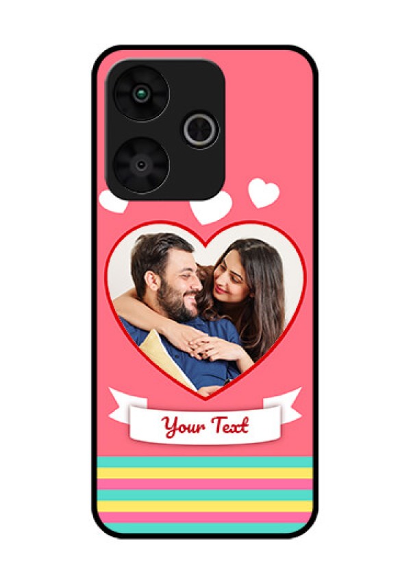 Poco M6 Plus 5G Custom Glass Phone Case - Love Shapes Doodle Design
