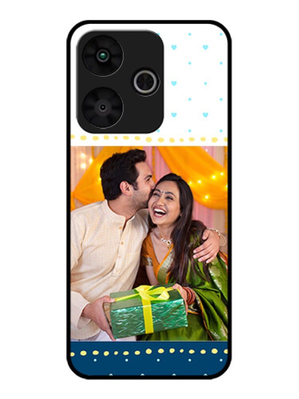 Custom Poco M6 Plus 5G Custom Glass Phone Case - White And Blue Abstract Design