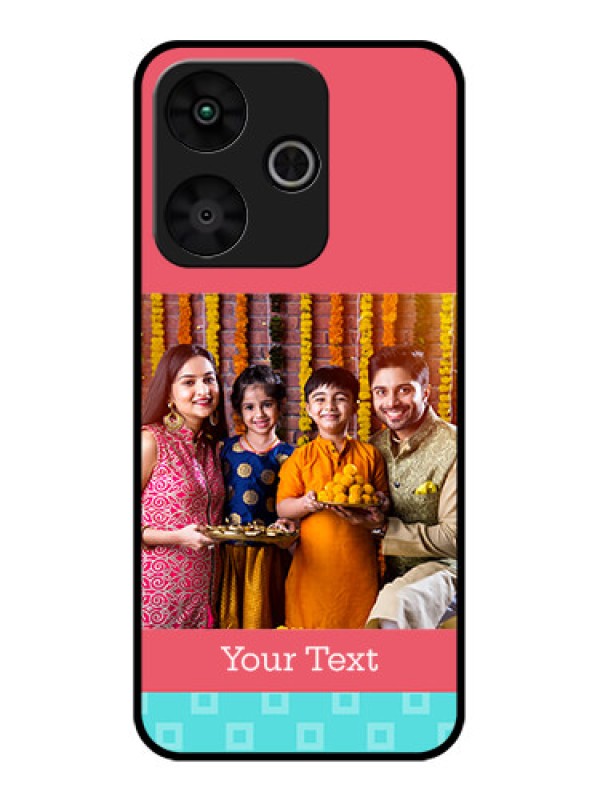 Custom Poco M6 Plus 5G Custom Glass Phone Case - Peach and Blue Color Design