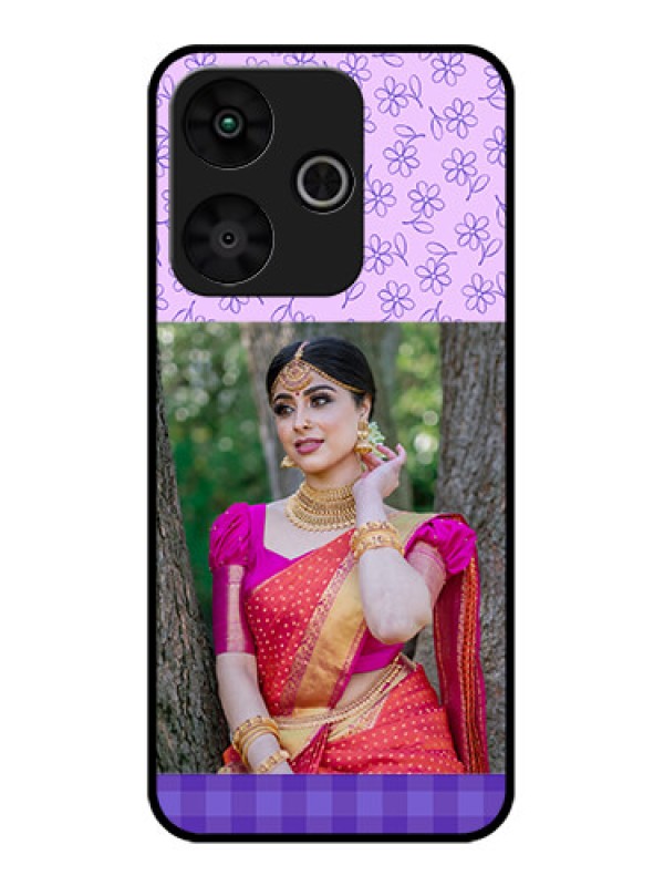 Custom Poco M6 Plus 5G Custom Glass Phone Case - Purple Floral Design