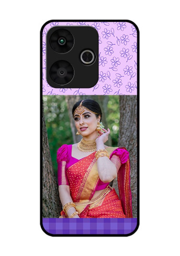 Poco M6 Plus 5G Custom Glass Phone Case - Purple Floral Design