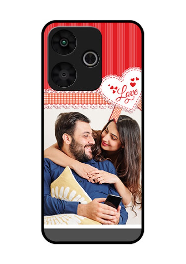 Poco M6 Plus 5G Custom Glass Phone Case - Red Love Pattern Design