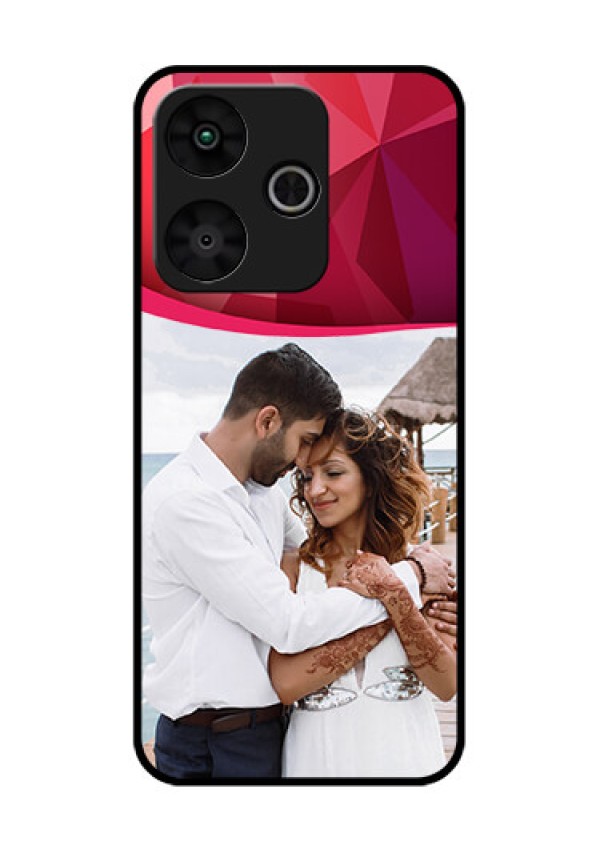 Poco M6 Plus 5G Custom Glass Phone Case - Red Abstract Design