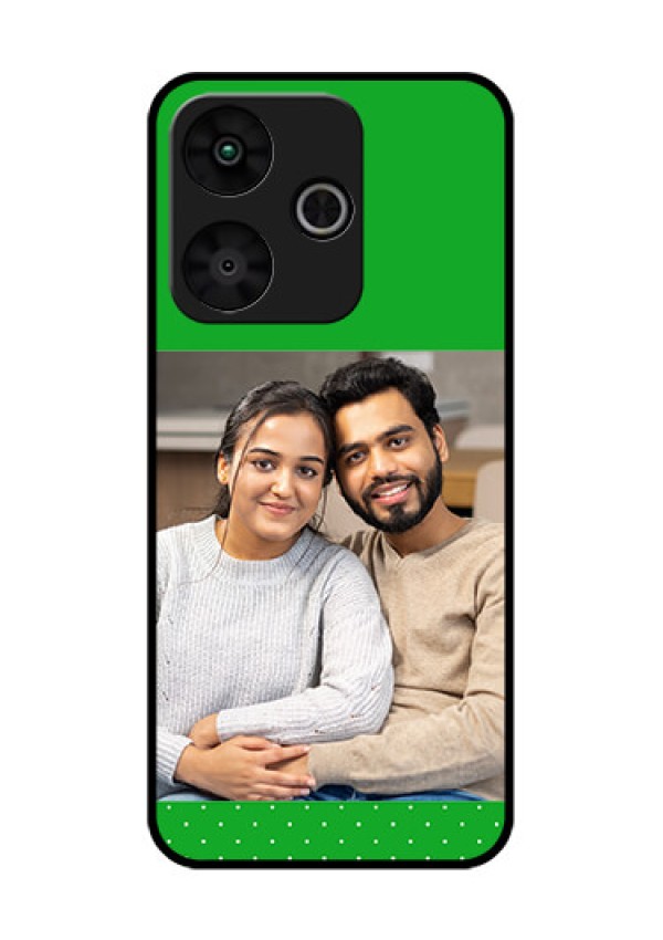 Poco M6 Plus 5G Custom Glass Phone Case - Green Pattern Design