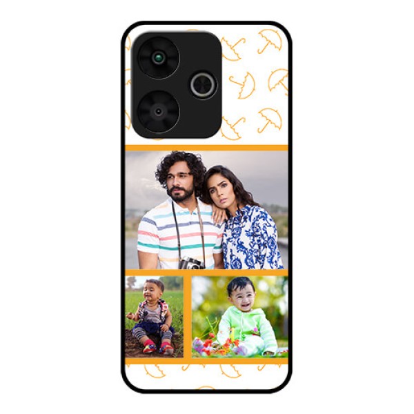 Poco M6 Plus 5G Custom Glass Phone Case - Yellow Pattern Design