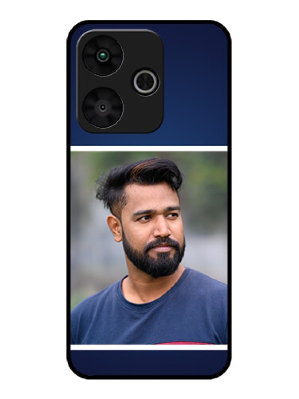 Custom Poco M6 Plus 5G Custom Glass Phone Case - Simple Royal Blue Design