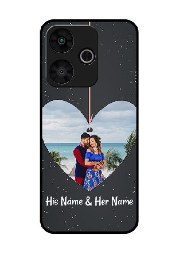 Poco M6 Plus 5G Custom Glass Phone Case - Hanging Heart Design