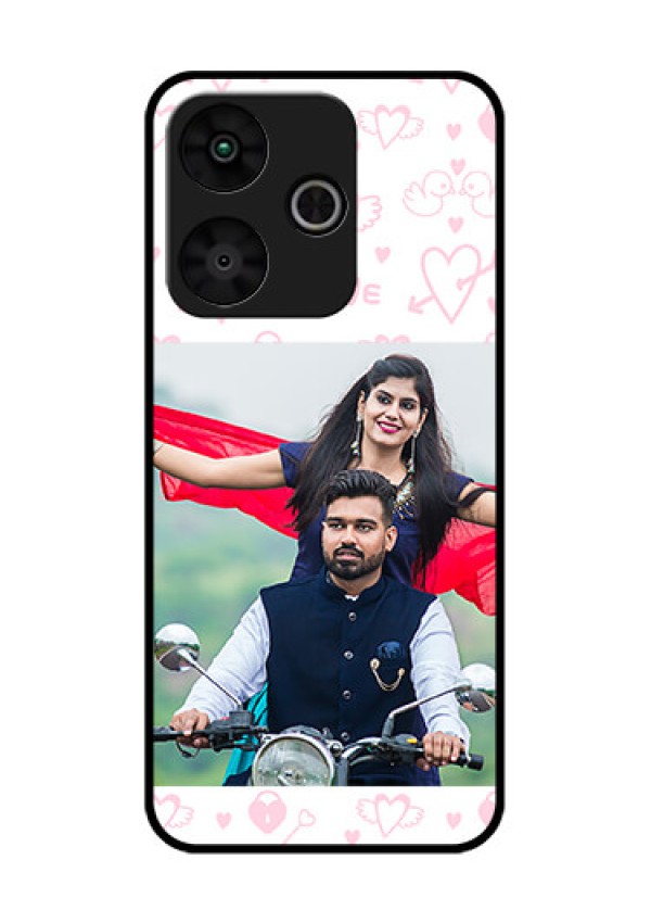 Poco M6 Plus 5G Custom Glass Phone Case - Pink Flying Heart Design
