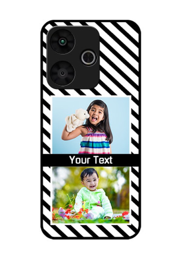 Poco M6 Plus 5G Custom Glass Phone Case - Black And White Stripes Design