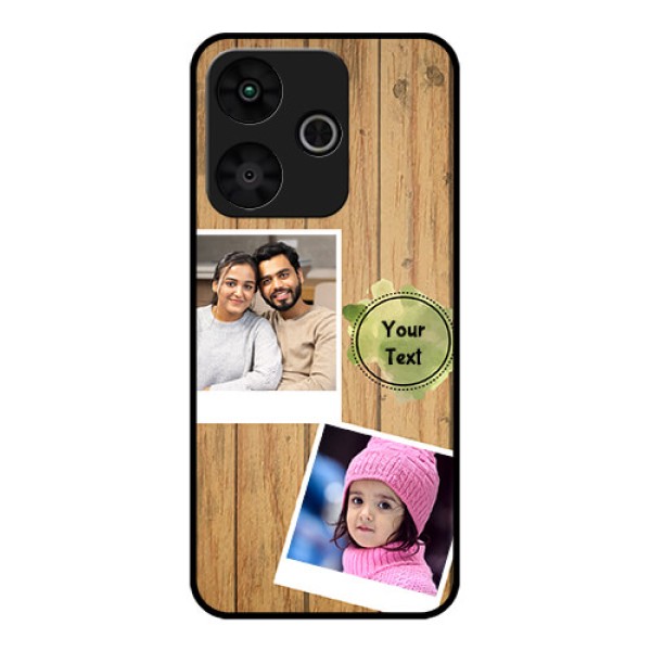 Poco M6 Plus 5G Custom Glass Phone Case - Wooden Texture Design