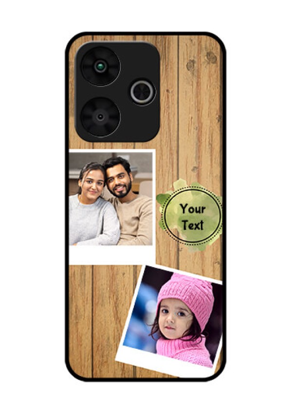 Poco M6 Plus 5G Custom Glass Phone Case - Wooden Texture Design
