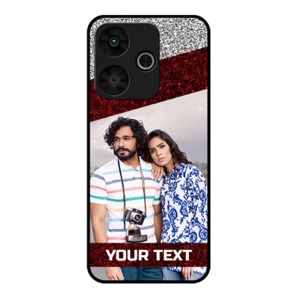 Poco M6 Plus 5G Custom Glass Phone Case - Image Holder With Glitter Strip Design Poco M6 Plus 5G Custom Glass Phone Case - Image Holder With Glitter Strip Design