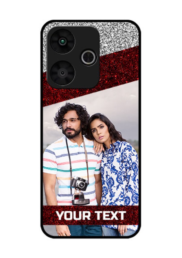 Poco M6 Plus 5G Custom Glass Phone Case - Image Holder With Glitter Strip Design