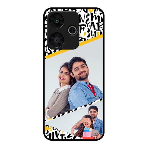 Poco M6 Plus 5G Custom Glass Phone Case - Letters Pattern Design