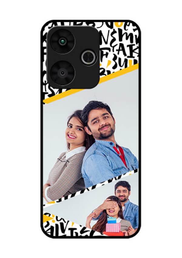 Poco M6 Plus 5G Custom Glass Phone Case - Letters Pattern Design