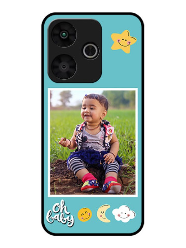 Custom Poco M6 Plus 5G Custom Glass Phone Case - Smiley Kids Stars Design