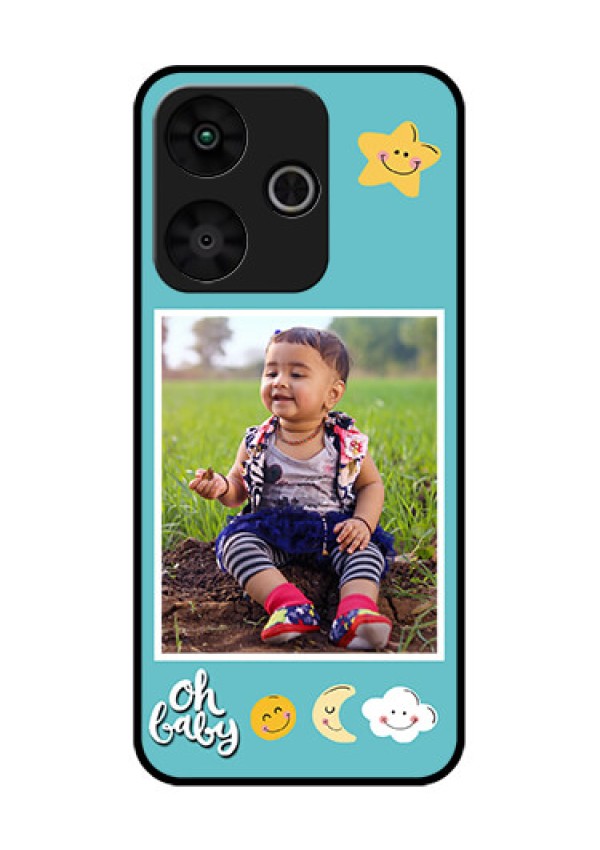 Poco M6 Plus 5G Custom Glass Phone Case - Smiley Kids Stars Design