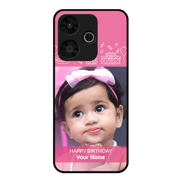 Poco M6 Plus 5G Custom Glass Phone Case - With Birthday Line Art Design Poco M6 Plus 5G Custom Glass Phone Case - With Birthday Line Art Design