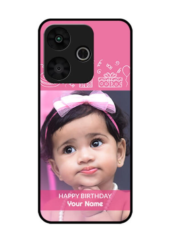 Poco M6 Plus 5G Custom Glass Phone Case - With Birthday Line Art Design