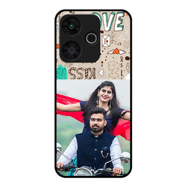 Poco M6 Plus 5G Custom Glass Phone Case - Love Doodle Pattern