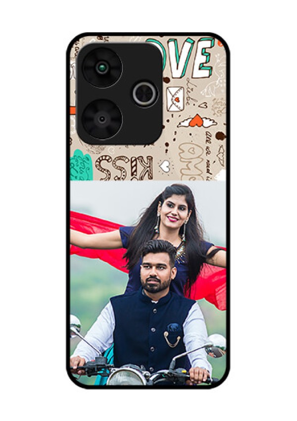 Poco M6 Plus 5G Custom Glass Phone Case - Love Doodle Pattern