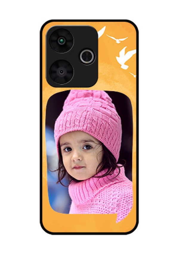 Poco M6 Plus 5G Custom Glass Phone Case - Water Color Design With Bird Icons