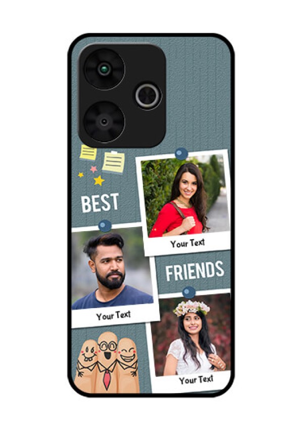 Poco M6 Plus 5G Custom Glass Phone Case - Sticky Frames And Friendship Design