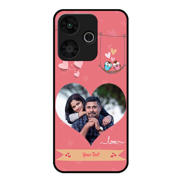 Poco M6 Plus 5G Custom Glass Phone Case - Peach Color Love Design Poco M6 Plus 5G Custom Glass Phone Case - Peach Color Love Design