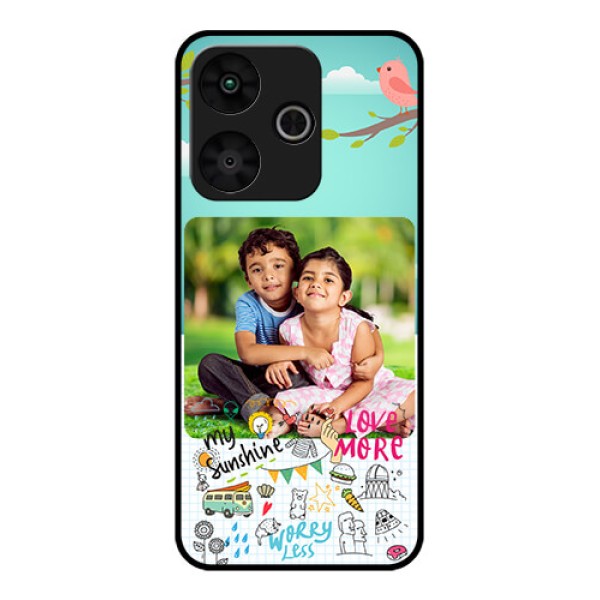 Poco M6 Plus 5G Custom Glass Phone Case - Doodle Love Design