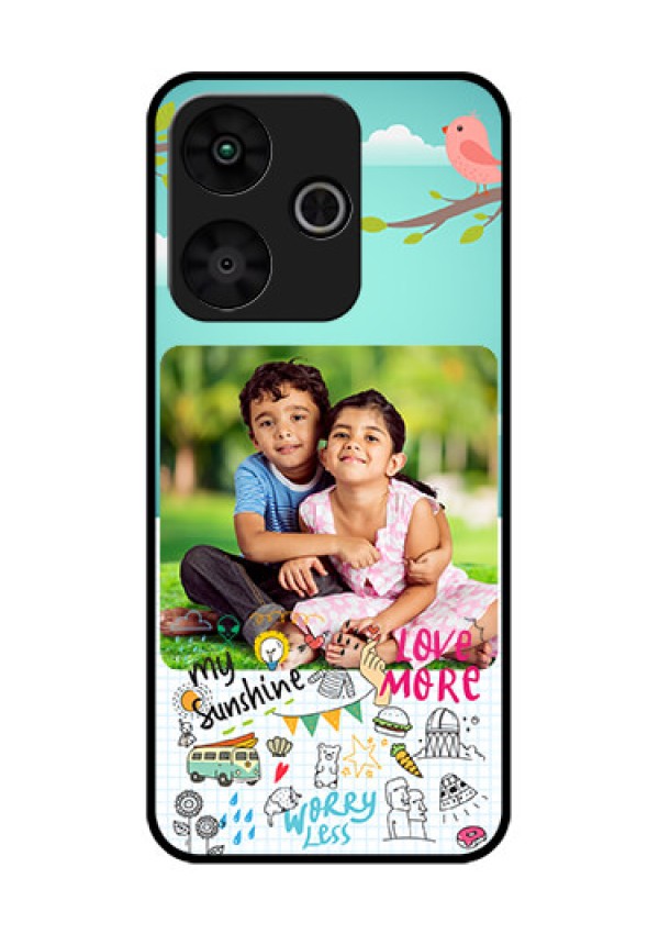 Poco M6 Plus 5G Custom Glass Phone Case - Doodle Love Design