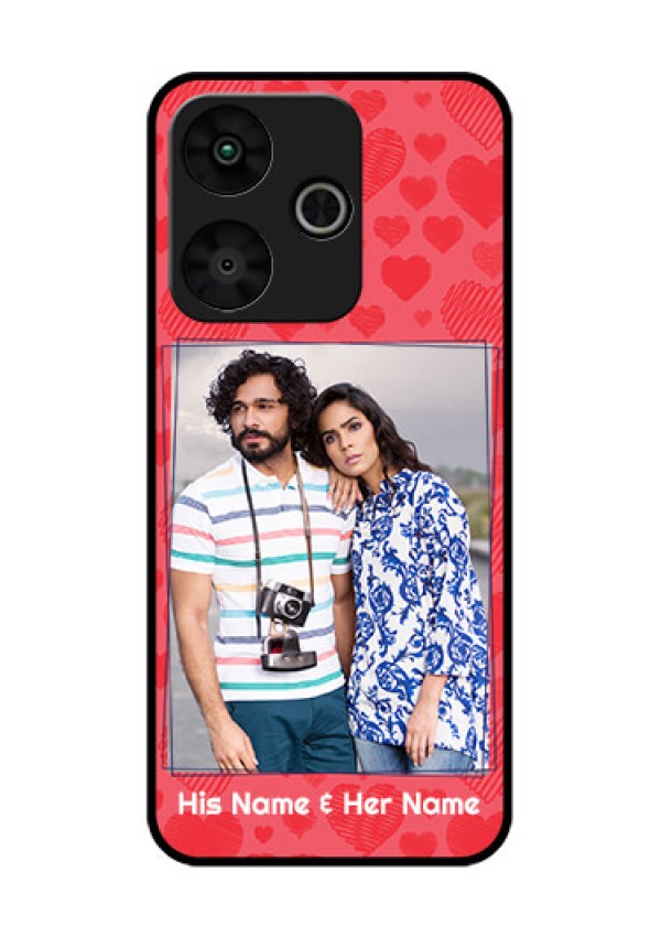 Poco M6 Plus 5G Custom Glass Phone Case - With Red Heart Symbols Design