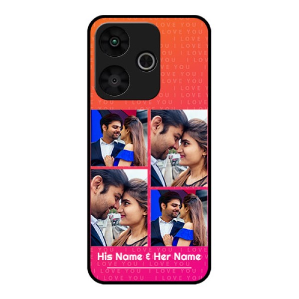 Poco M6 Plus 5G Custom Glass Phone Case - I Love You Pink Design