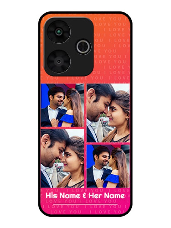 Custom Poco M6 Plus 5G Custom Glass Phone Case - I Love You Pink Design