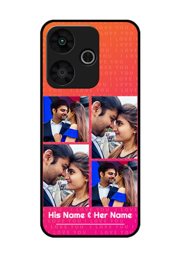 Poco M6 Plus 5G Custom Glass Phone Case - I Love You Pink Design