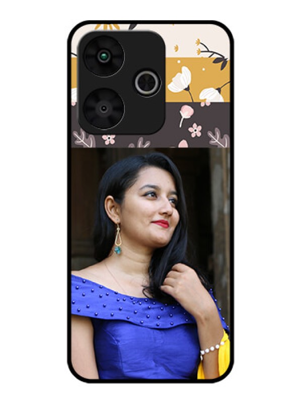 Custom Poco M6 Plus 5G Custom Glass Phone Case - Stylish Floral Design