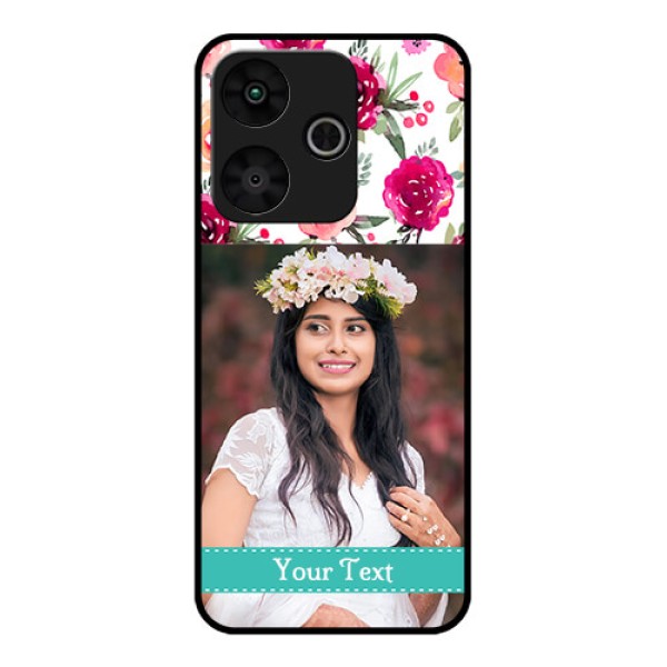 Poco M6 Plus 5G Custom Glass Phone Case - Water Colors Floral Design