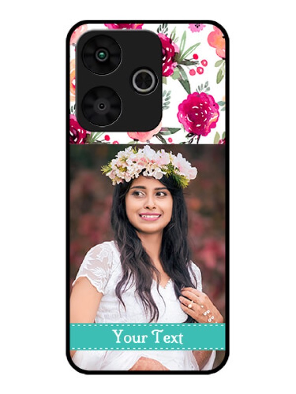 Custom Poco M6 Plus 5G Custom Glass Phone Case - Water Colors Floral Design