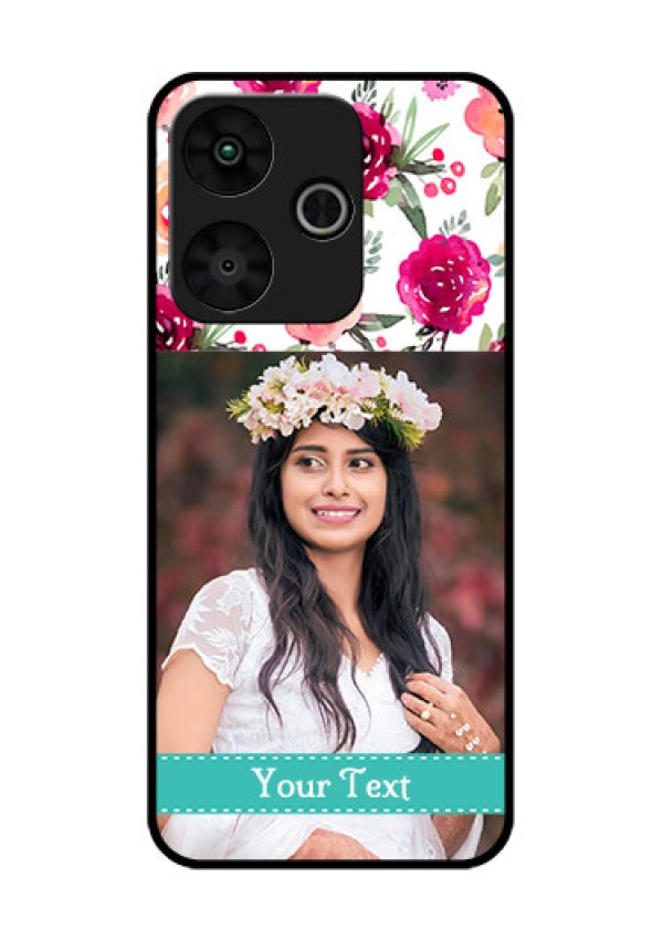 Poco M6 Plus 5G Custom Glass Phone Case - Water Colors Floral Design
