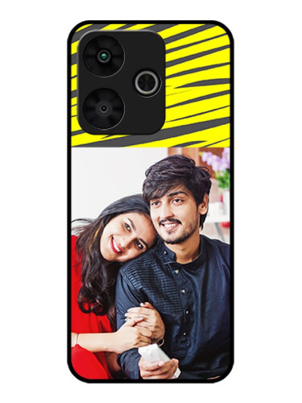 Custom Poco M6 Plus 5G Custom Glass Phone Case - Yellow Abstract Design