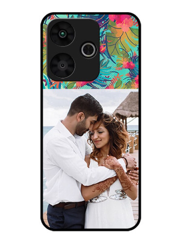 Custom Poco M6 Plus 5G Custom Glass Phone Case - Watercolor Floral Design