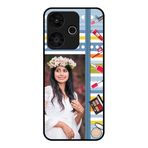Poco M6 Plus 5G Custom Glass Phone Case - Makeup Icons Design