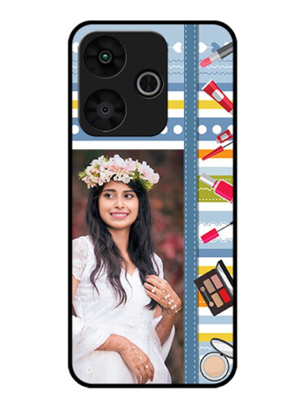 Custom Poco M6 Plus 5G Custom Glass Phone Case - Makeup Icons Design