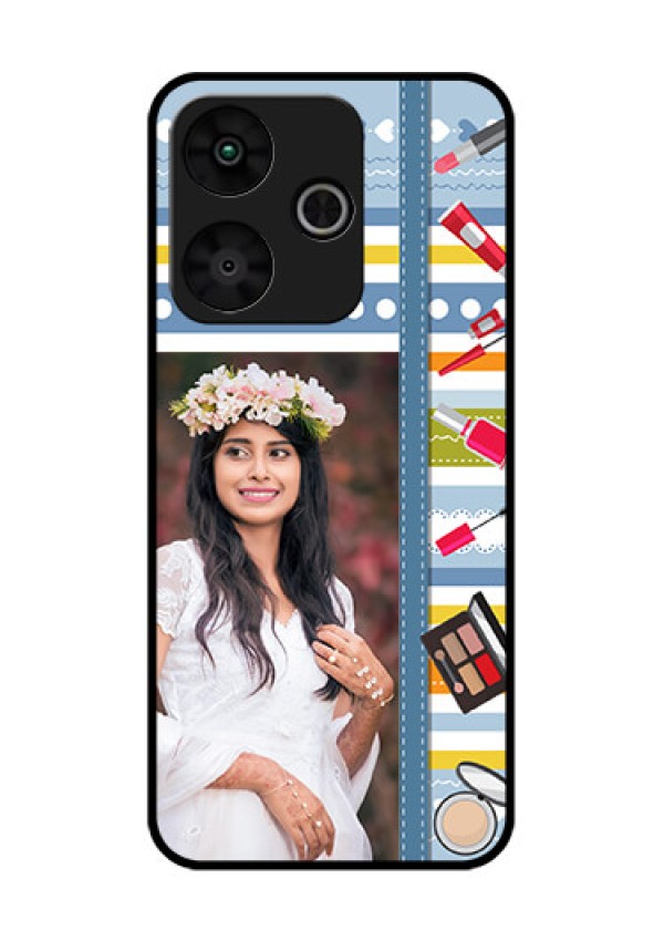 Poco M6 Plus 5G Custom Glass Phone Case - Makeup Icons Design