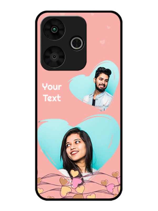 Custom Poco M6 Plus 5G Custom Glass Phone Case - Love Doodle Design