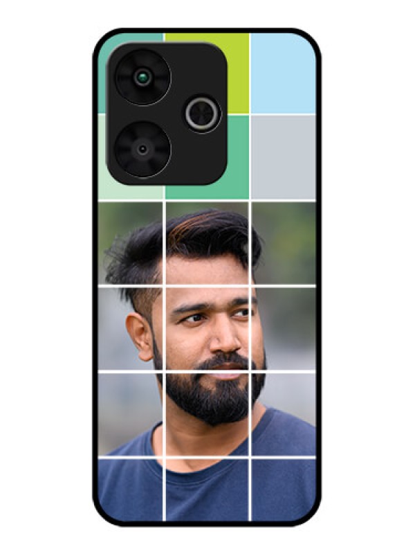 Custom Poco M6 Plus 5G Custom Glass Phone Case - With White Box Pattern