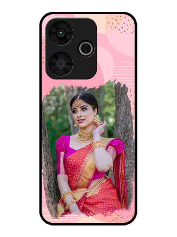 Custom Poco M6 Plus 5G Custom Glass Phone Case - Gold Glitter Splash Design