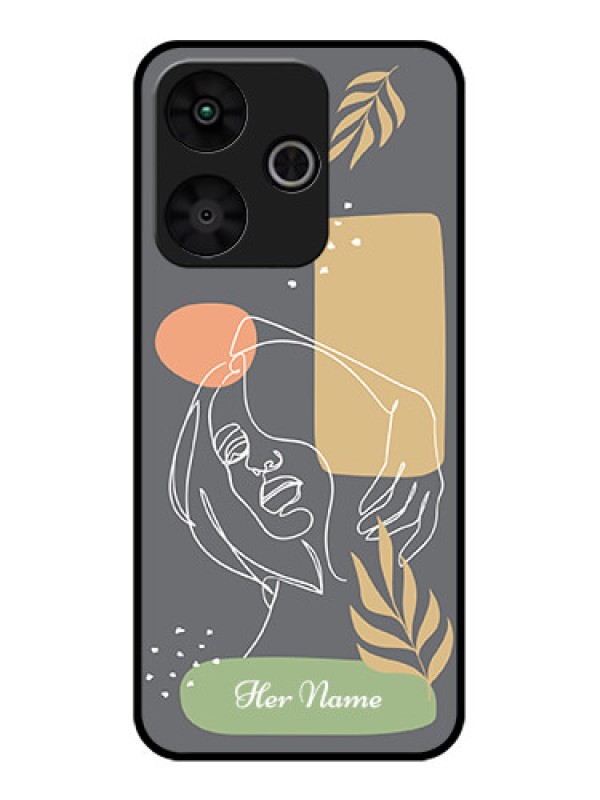 Custom Poco M6 Plus 5G Custom Glass Phone Case - Gazing Woman Line Art Design