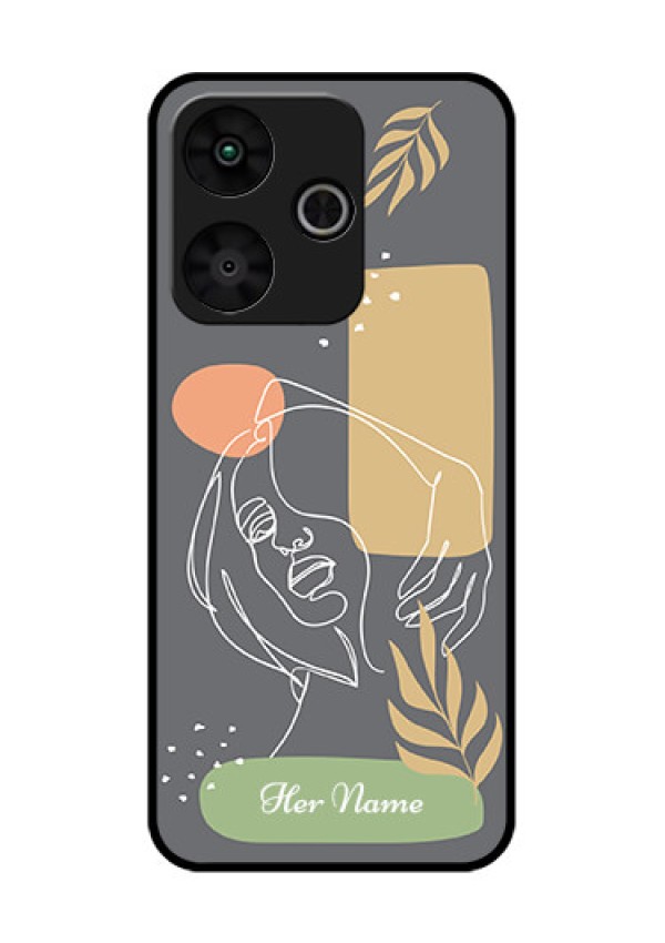 Poco M6 Plus 5G Custom Glass Phone Case - Gazing Woman Line Art Design